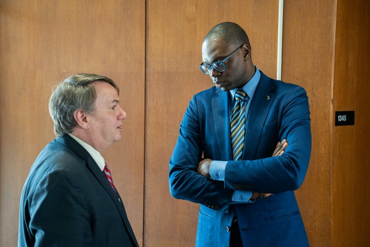 Dean Leo Kempel and Lt. Gov. Garlin Gilchrist (Photo courtesy of State News)