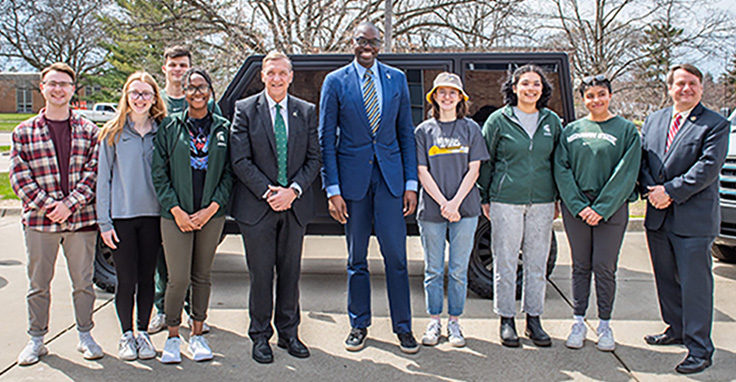 Students spoke with Lt. Gov. Gilchrist, MSU President Stanley and Dean Kempel on electric vehicles and mobility.