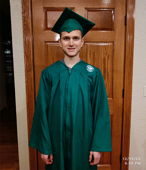 Mitchell Nurenberg will carry the Engineering banner Saturday at undergraduate Commencement.