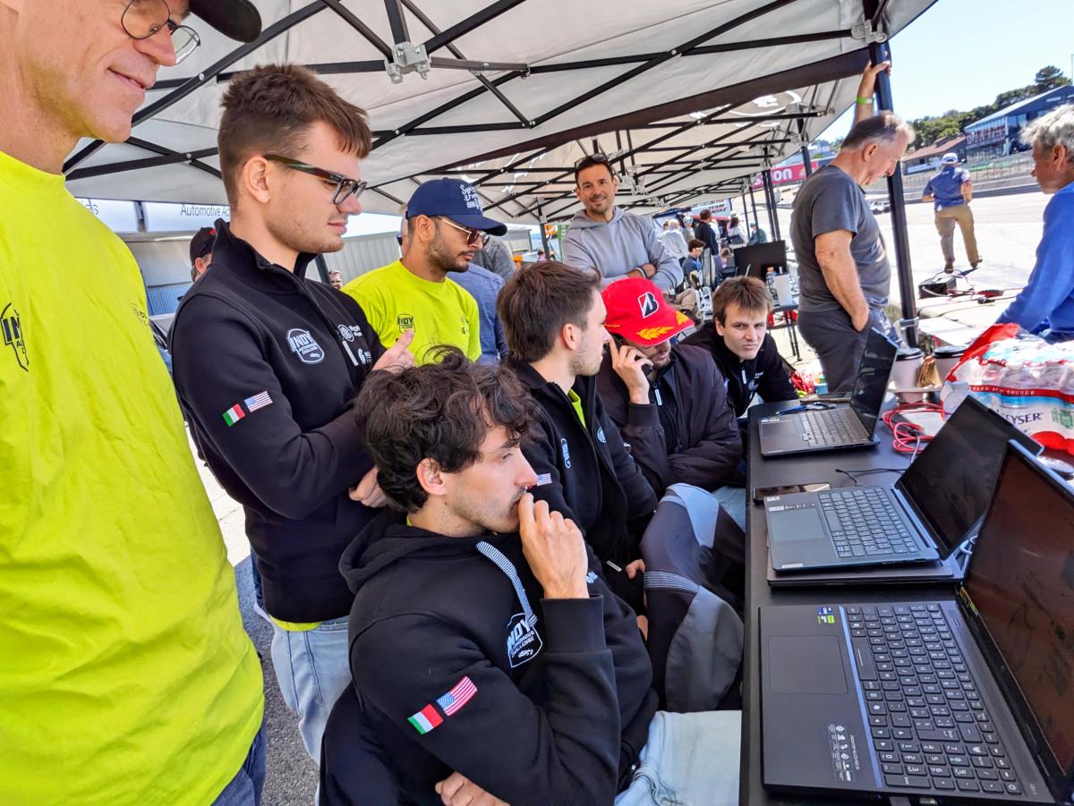 Team Polimove-MSU working during the race at WetherTech Raceway Laguna Seca.