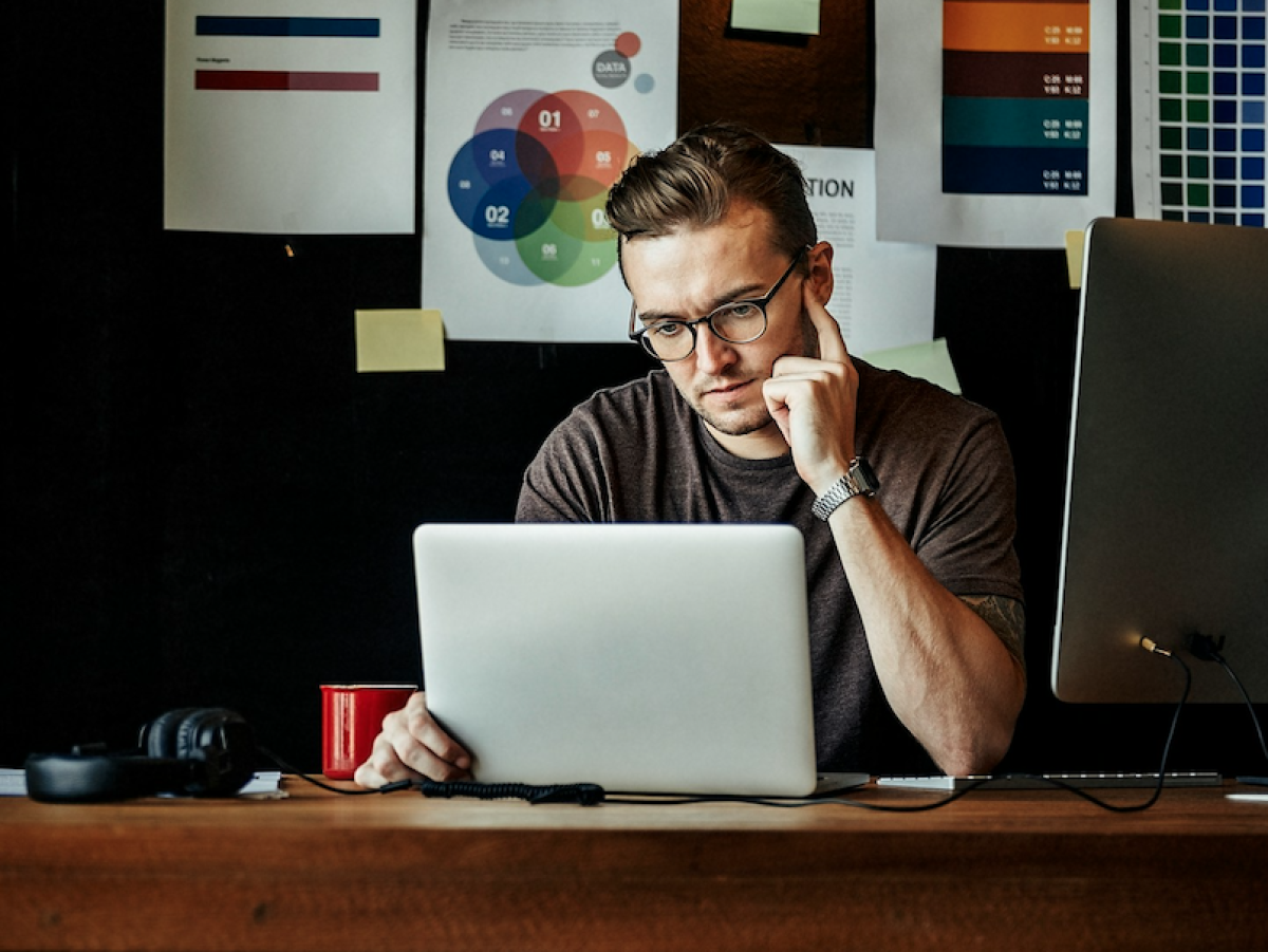 Person looking at computer screen