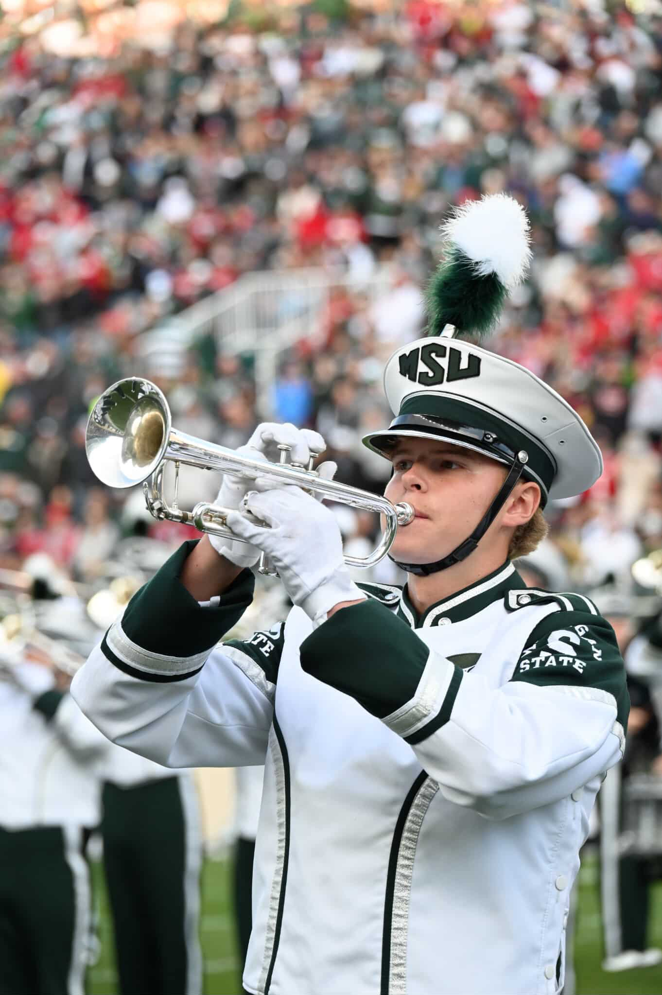 Ehtan Cappon playing the trumpet