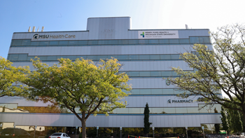 Partnership logo on MSU Health Care buidling