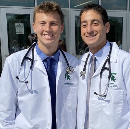 Trey Heliin (left) with clerkship co-pilot Zachary Kam.
