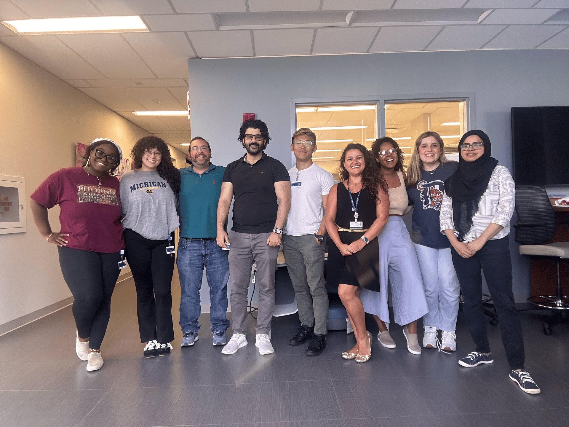 MSU graduate students in Henry Ford lab.