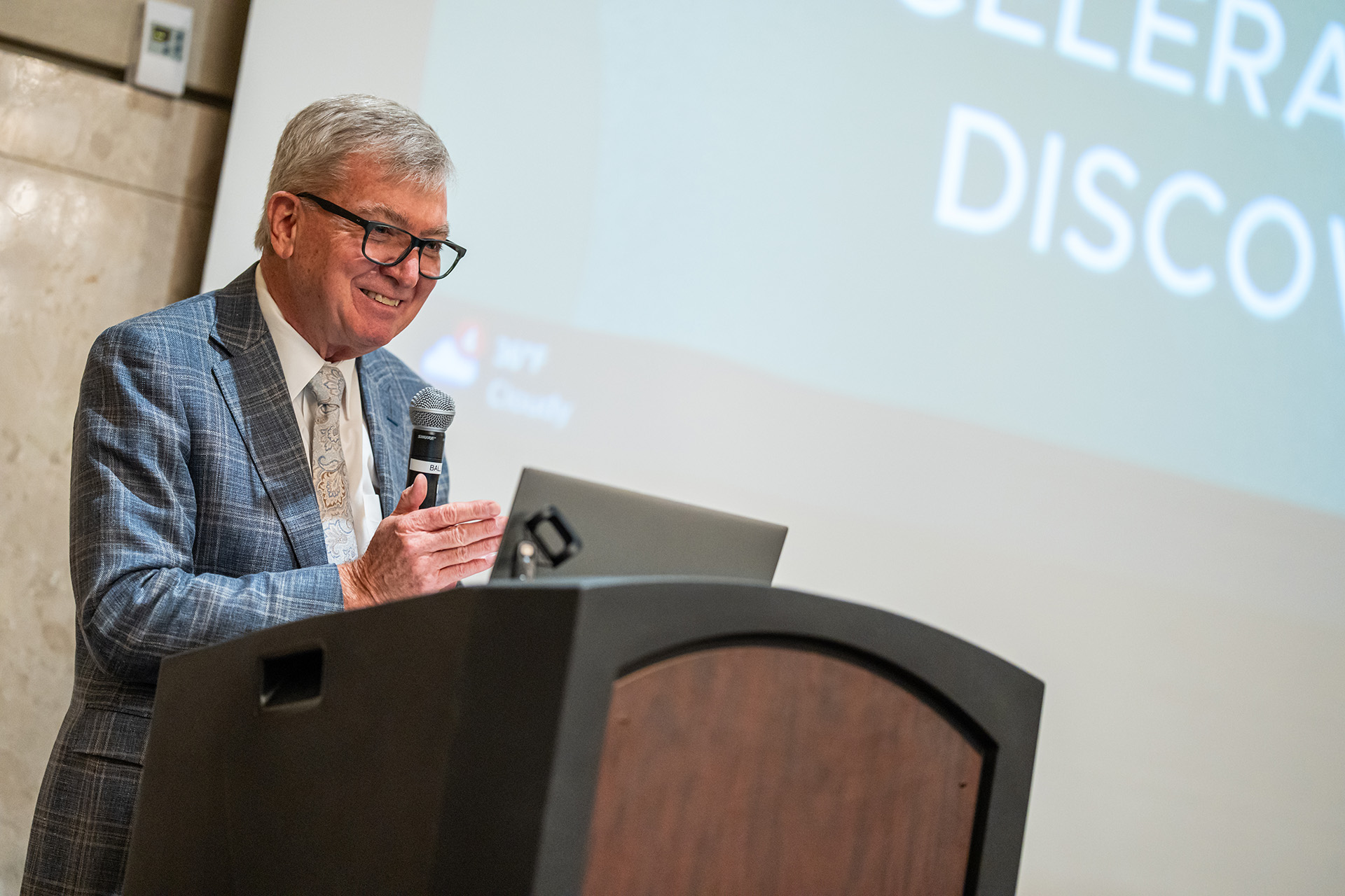 Douglas Gage Speaking at the 20th anniversary event.