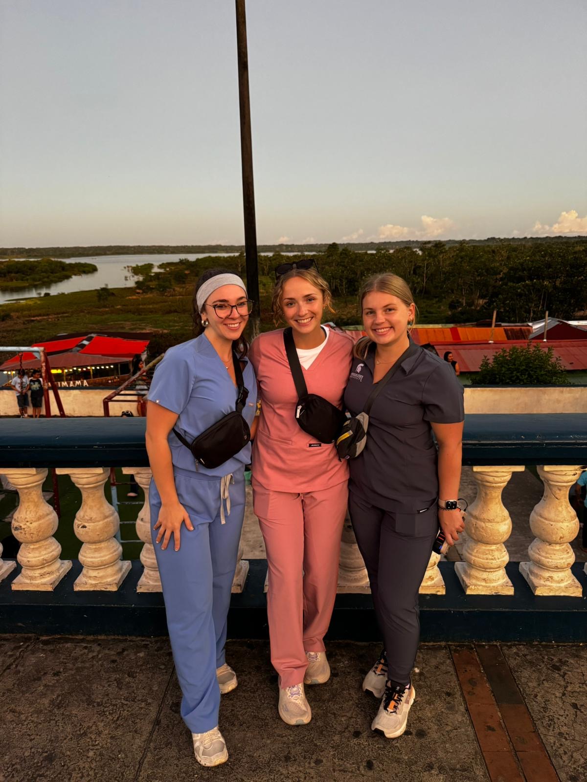 Lilja Plumert standing with two fellow MSU College of Osteopathic Medicine students during an Education Abroad trip in Peru.