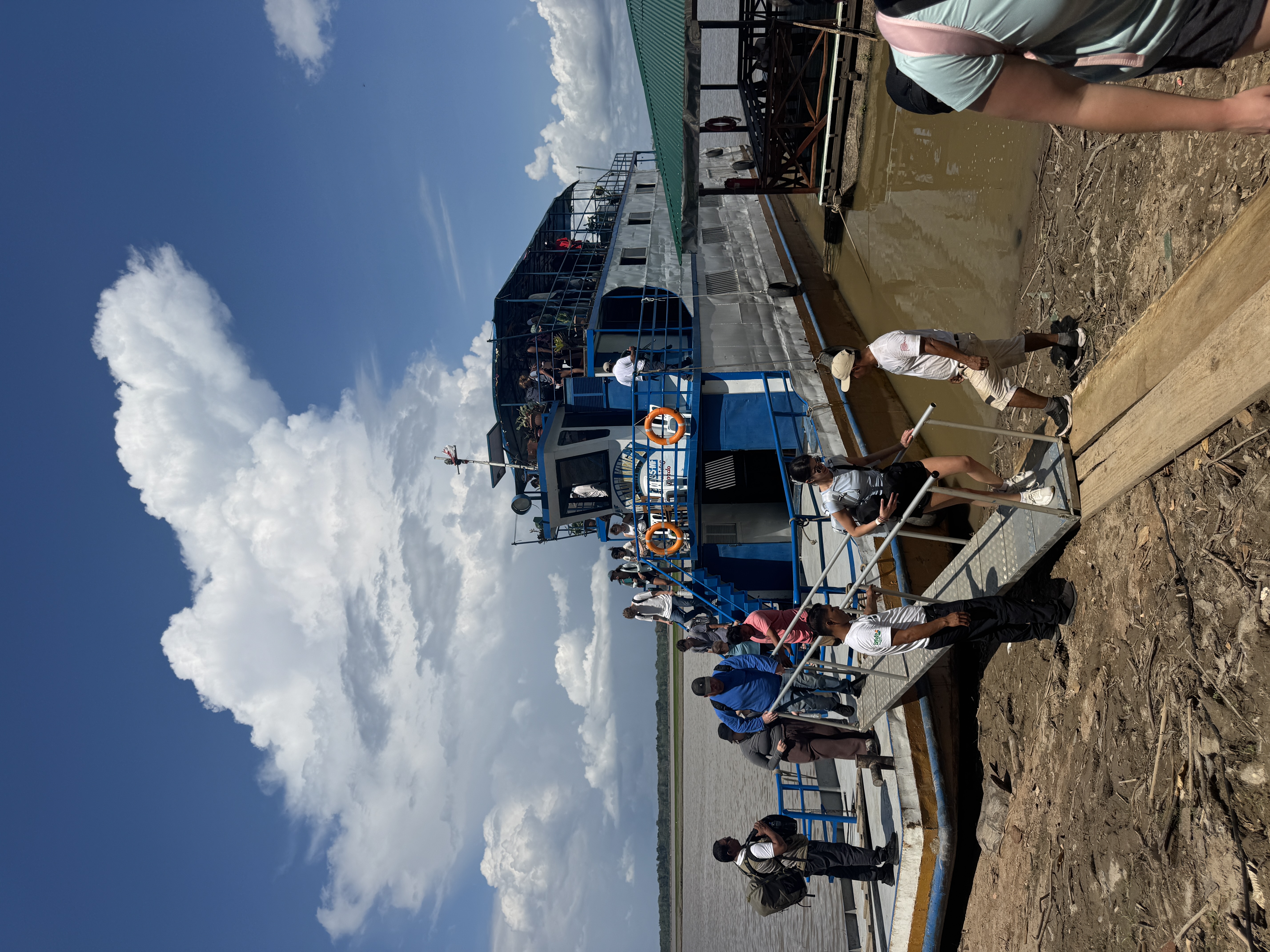 The Amazon King medical care boat being docked on the Amazon River in Peru.