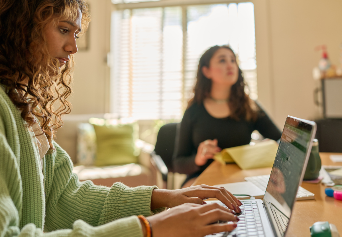Madison student working on a laptop.