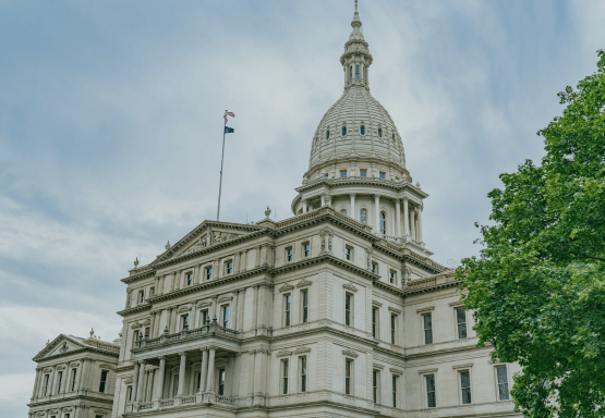 A photo of the Michigan State Capitol building.