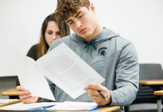 A JMC student working in class.