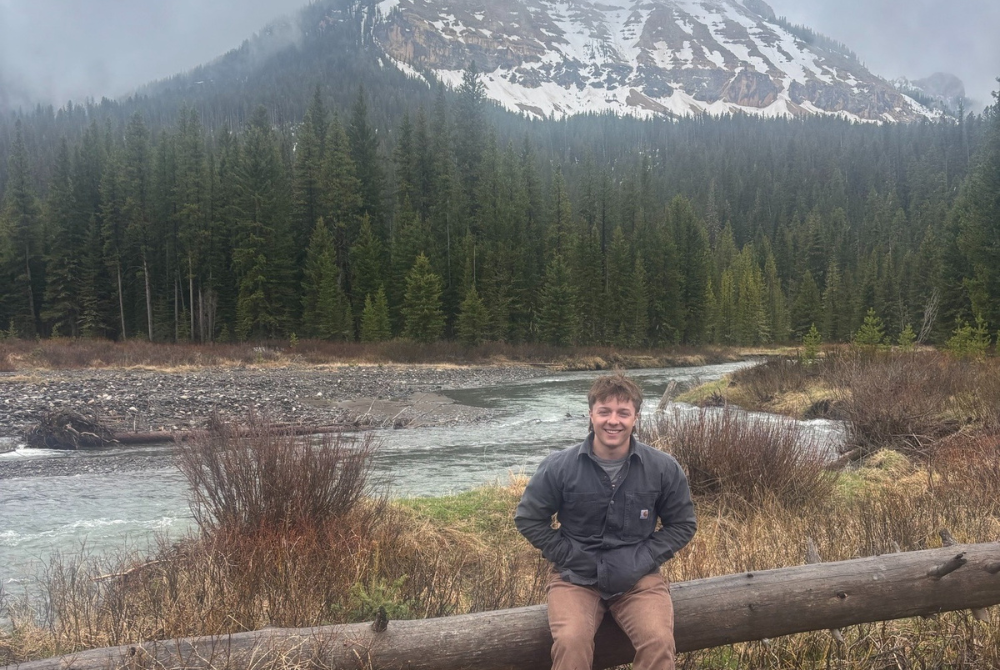 Photo shows JMC student Gabriel Hoover outdoors in Yellowstone National Park.