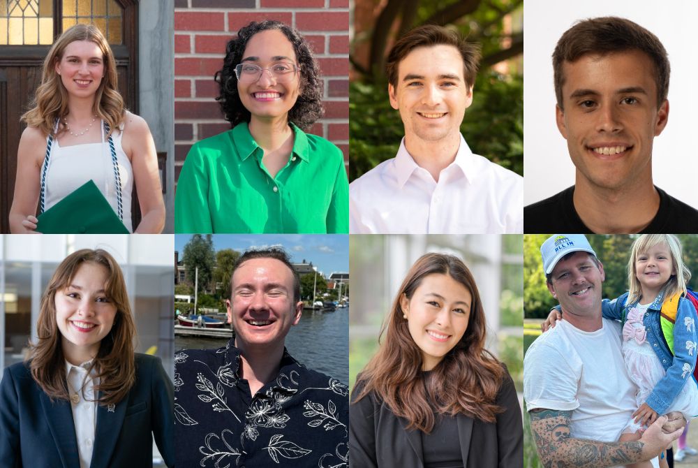 Composite of eight photos of JMC Class of 2026 graduates who earned 4.0 GPAs.