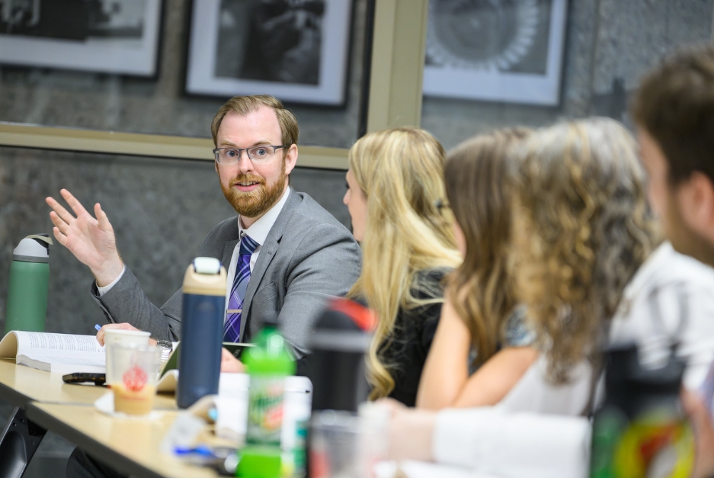 JMC professors in discussion during seminars for the James Madison College Academy for Civic Education.