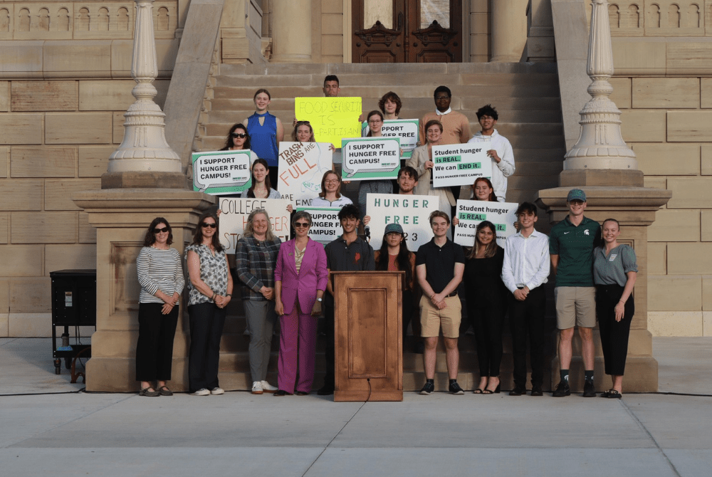 Members of Spartan Food Security Council outside of the Michigan Capitol building in October 2023.