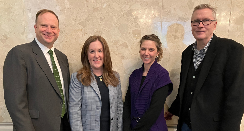 Photo of Mark Largent, currently serves MSU as the vice provost and dean of Undergraduate Education; Lindsay Snyder; Emelia Hammond; and Jeff Judge.