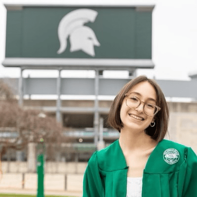 Ellie Friedman in graduation robe