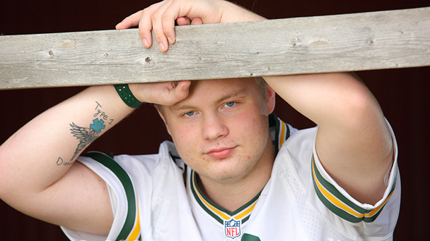 Student wearing NFL jersey