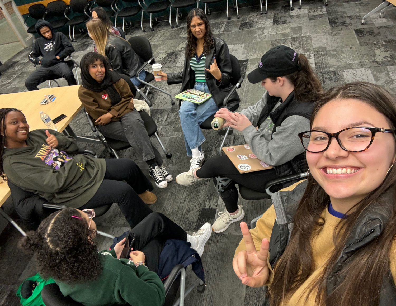 JMC students and PRIME participants sit in a group during last year's PRIME Leadership Academy.