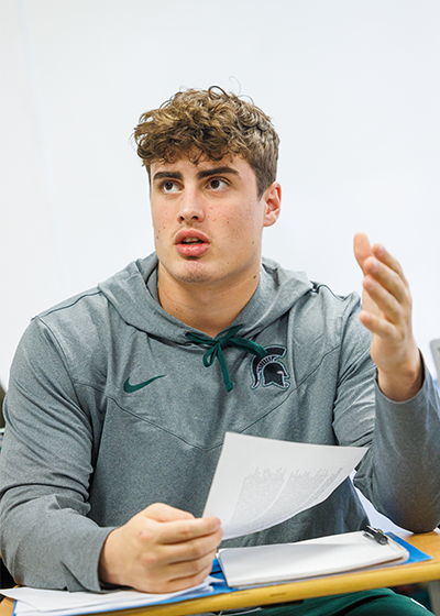 Sam Edwards in class