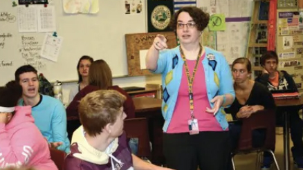 Erika Sponsler in her classroom teaching