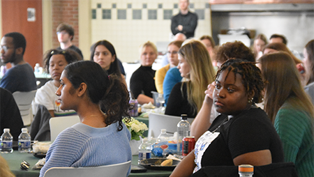 Students listening to speaker
