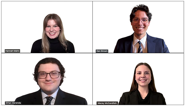 2025 MSU Law Team (Clockwise from top left: Hannah Mahn, Dan Brown, Macey McCandlish and Ethan Merenda