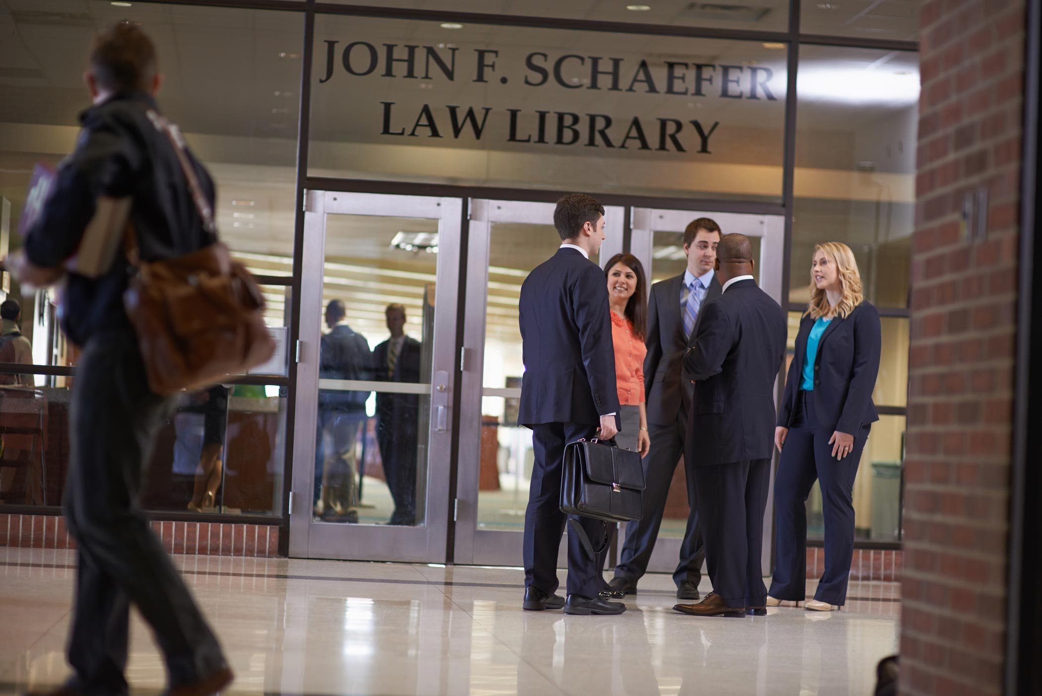 students lobby library