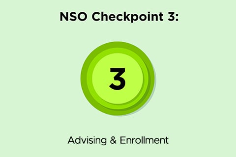 Checkpoint 3: Advising and Enrollment. The number three is in the center of the graphic and circled.