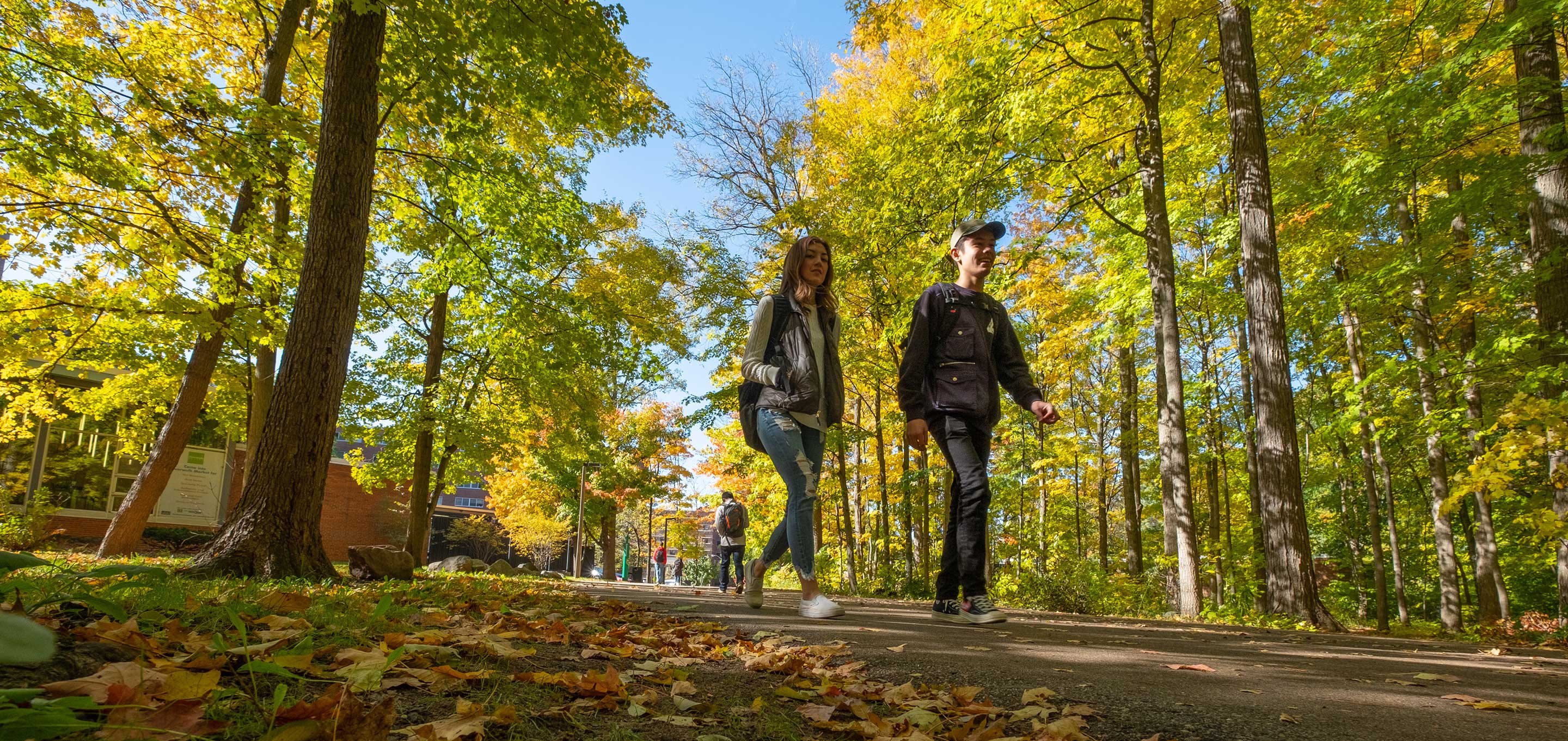 Student walking on campus 