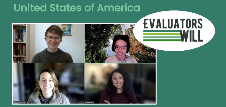 Dayna Gallagher, a master’s student in program evaluation, Missy Catlow, a certificate student in program evaluation,&nbsp;Kiara Argentina Calero Hernandez, a certificate student in program evaluation, and&nbsp;Kevin Yu, a&nbsp;doctoral student&nbsp;in the School of Social Work.