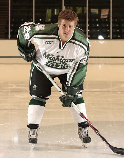 Kurt Kivisto circa 2009 in MSU hockey uniform