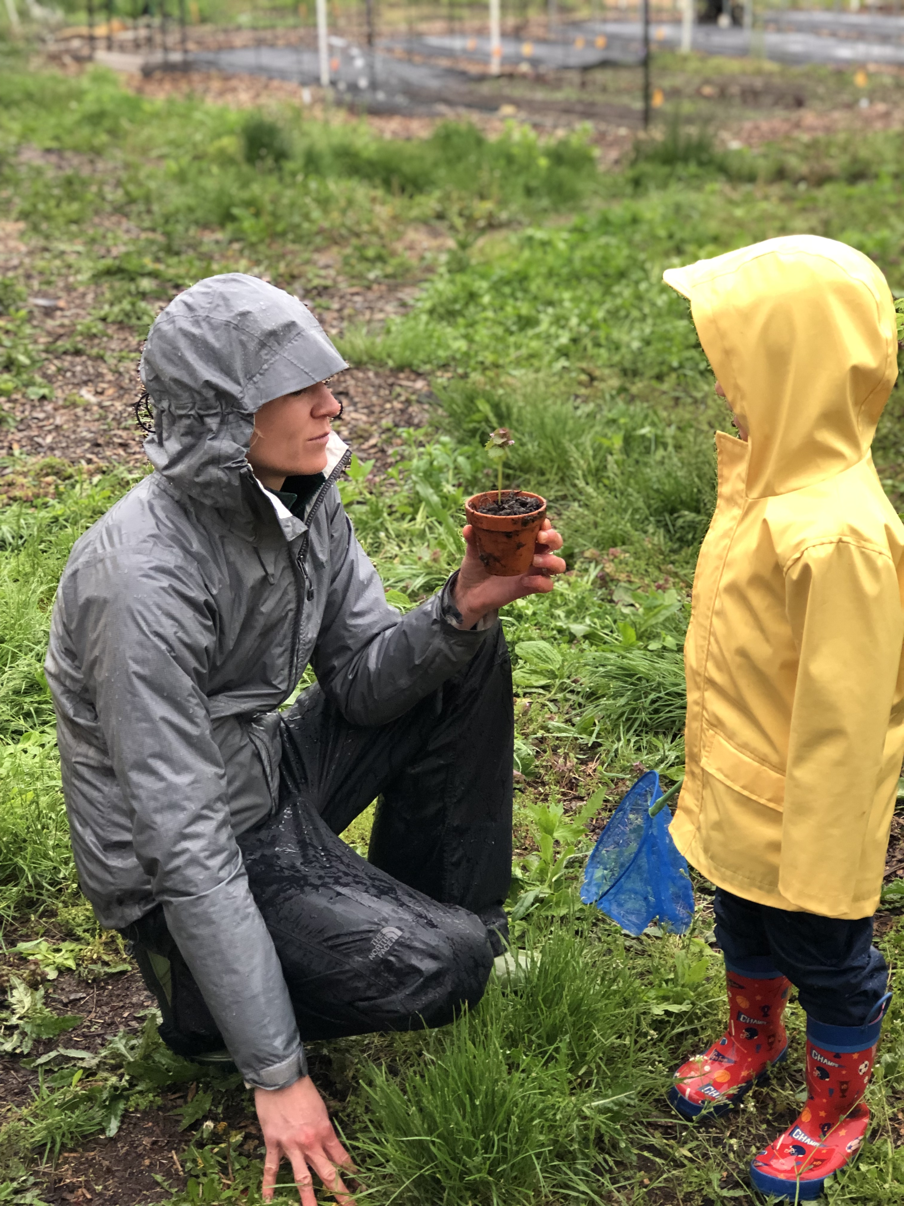 Alumna Brooke Larm works with a young child at Tollgate Farm in Novi Michigan. 