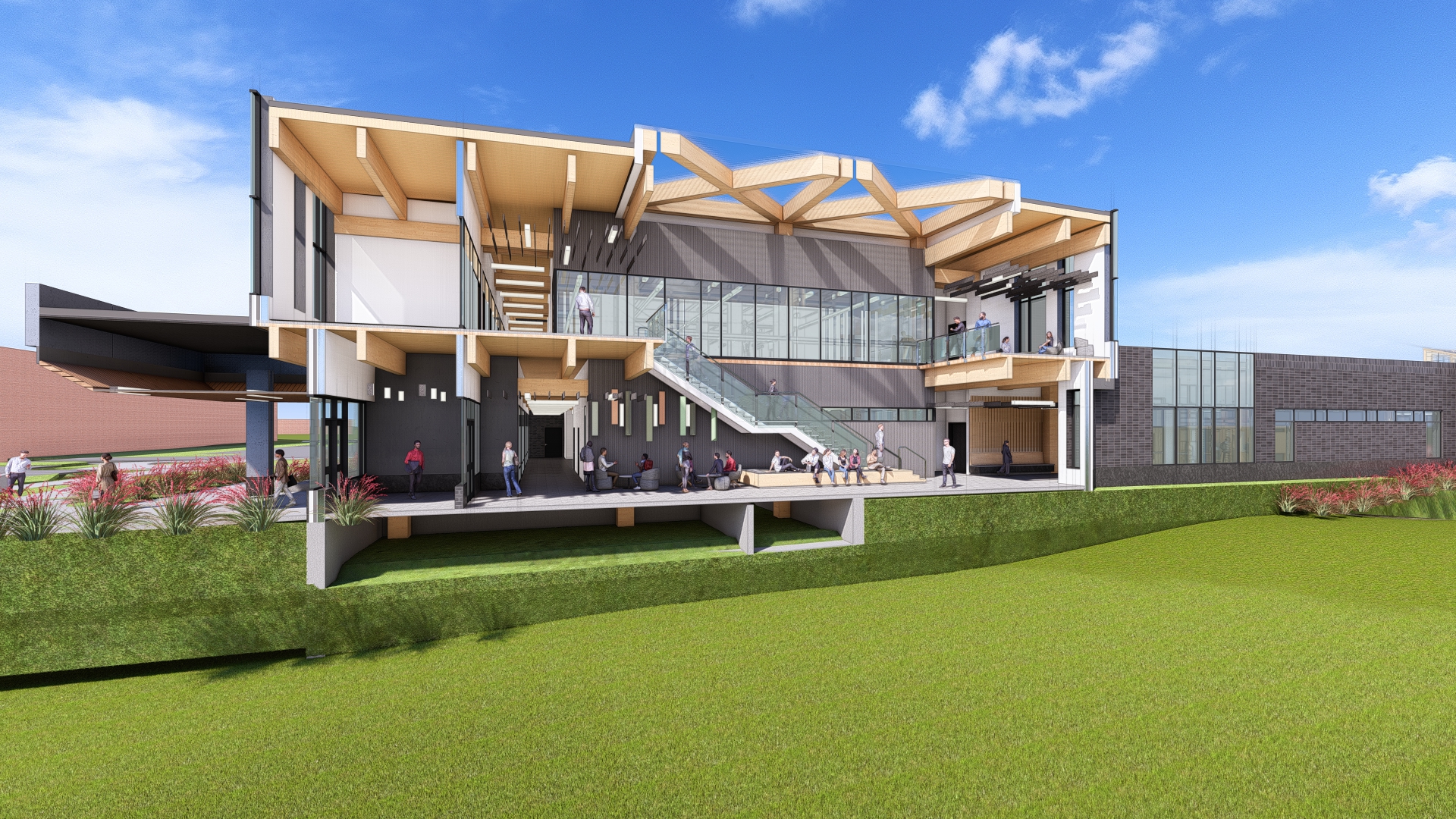 Rendering of potential exterior renovations made possible by a $47 million transformational commitment from alumnus Charles (Chuck) and Jacqueline (Jackie) Frasier