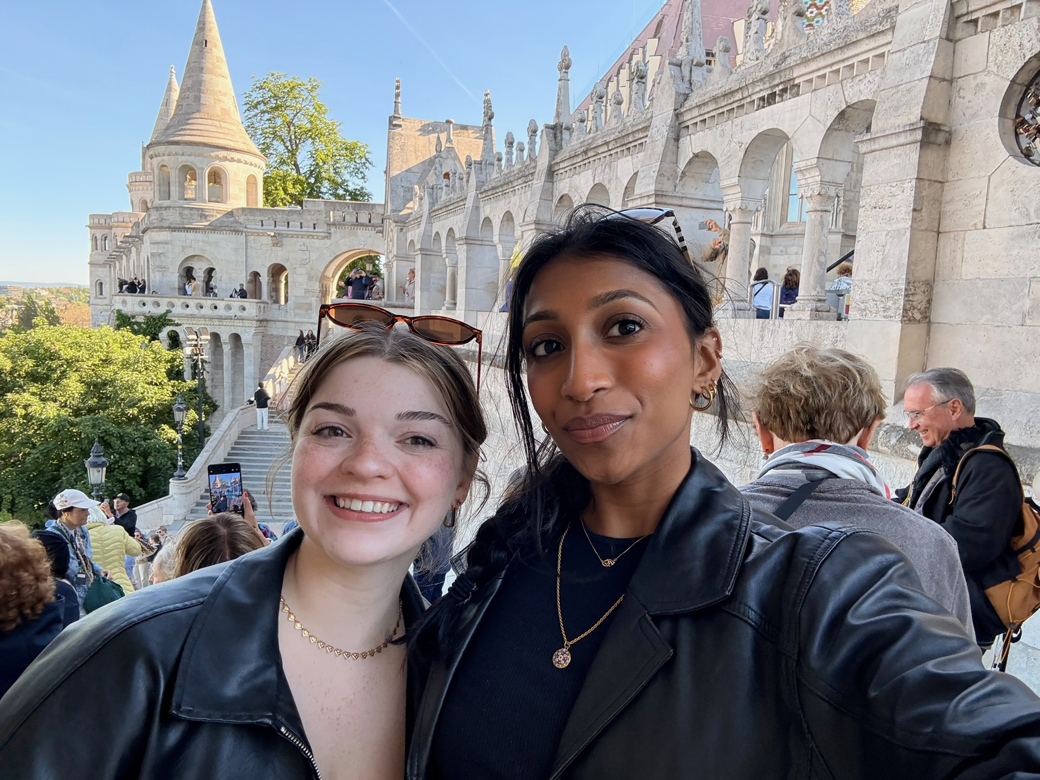 Bella Hilden traveling with her coworker and fellow MSU alum in Europe.
