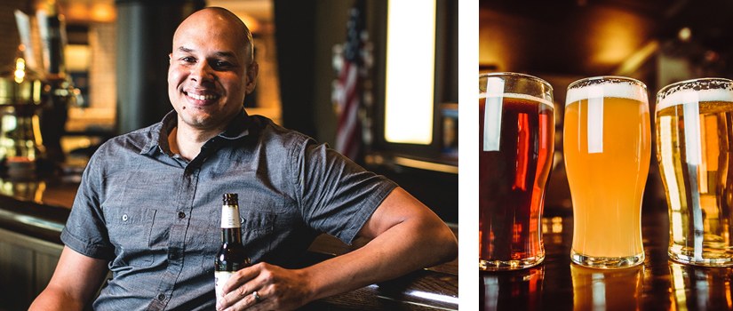 Jason Pratt and three glasses of IPA