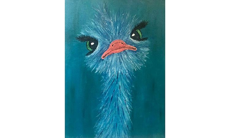 a painting of a blue bird
