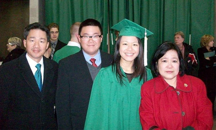 Marianne Chan with her parents and brother