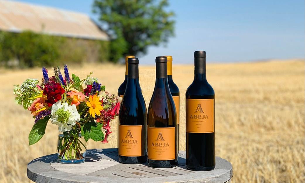 Bottles of Abeja wines