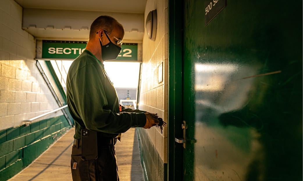 Worker in Spartan Stadium