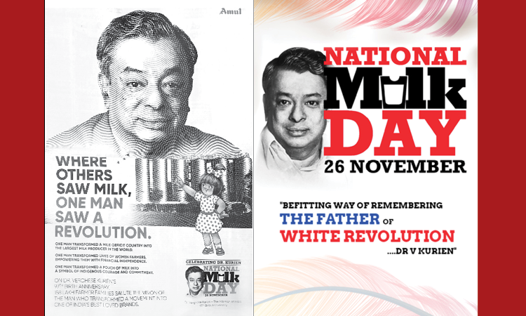 Newspaper ad celebrating International Milk Day and Dr. Kurien 