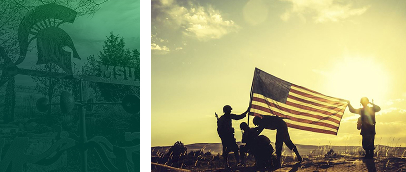 American soldiers stand up the United States flag