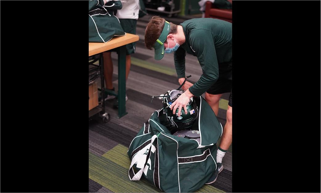 Student packs equipment