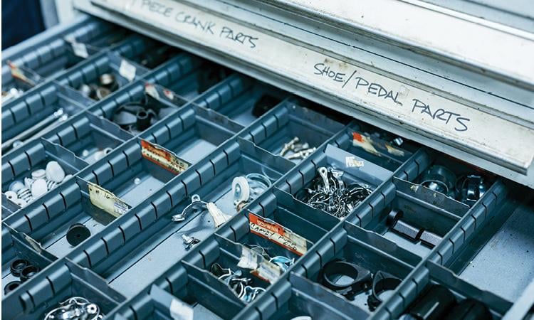 Cabinet of bike parts