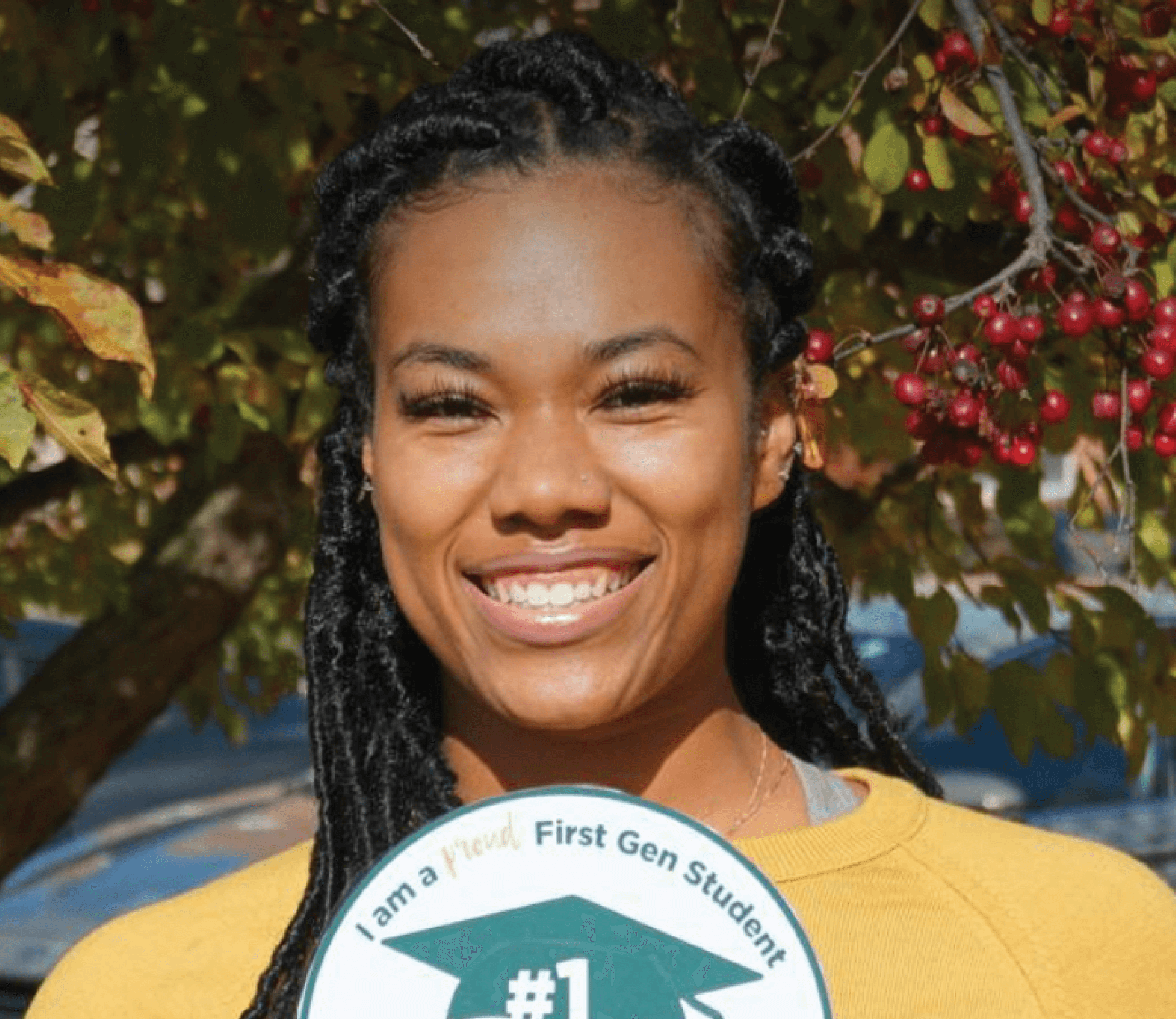 A student posing for a picture at Michigan State University.