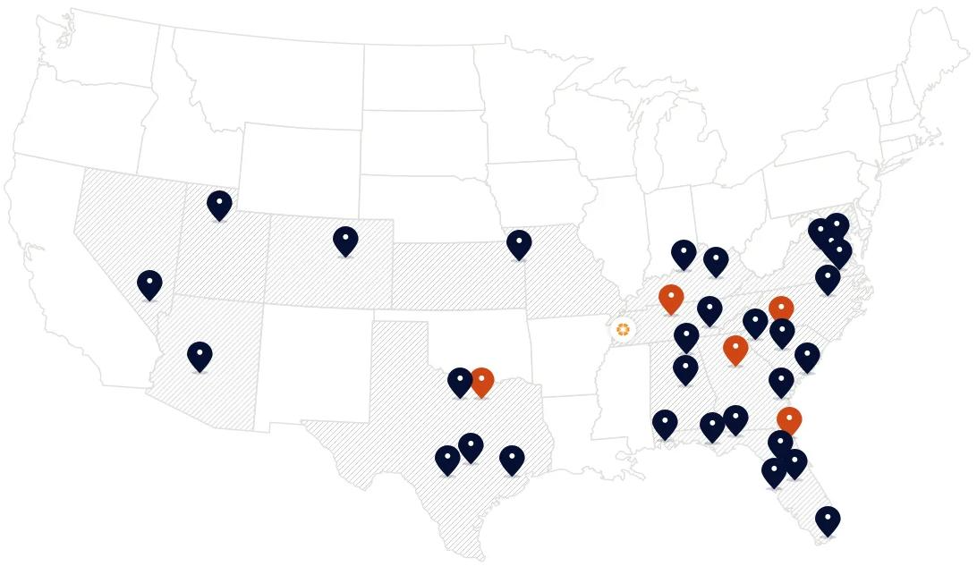 MAA locations map