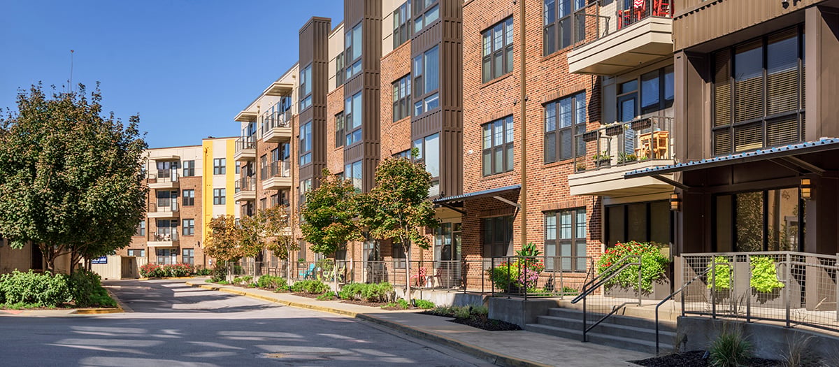 Exterior at Market Station luxury apartment homes in Kansas City, MO