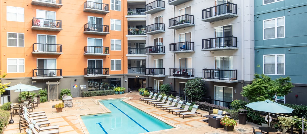 Pool at Hue luxury apartment homes in Raleigh, NC