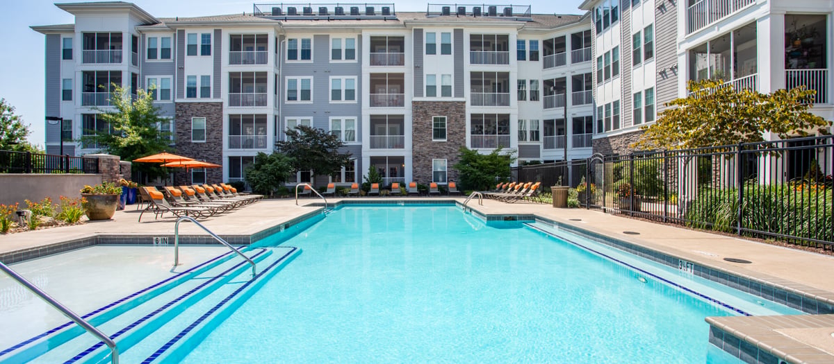 Pool at Stonefield Commons luxury apartment homes in Charlottesville, VA
