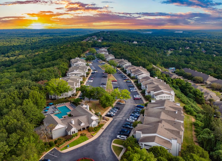 Property aerial at MAA Eagle Ridge luxury apartment homes in Birmingham, AL